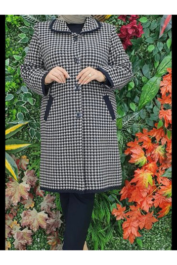 ECE GİYİM Plus Size Steel Knitted Collar Buttoned Cardigan