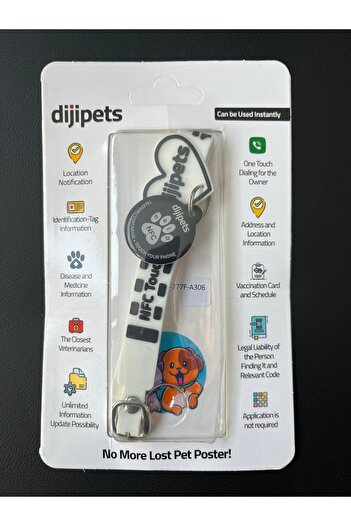 Dijipets Location Information Digital Collar Holder Intelligent Lost Cat Tag with Intermediate Feature END TO LOST CAT