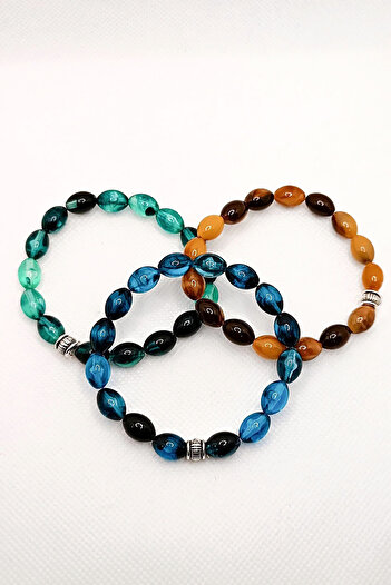 The Collection Unisex Natural Stone Look Beaded Bracelet Set of 3