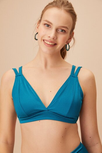 SUWEN Triangle Textured Bralet Bikini Top