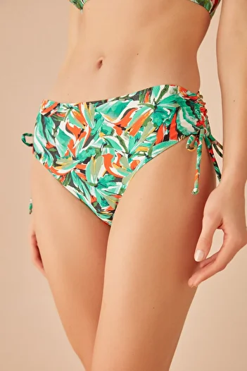 SUWEN Side Gathered Patterned Bikini Bottom