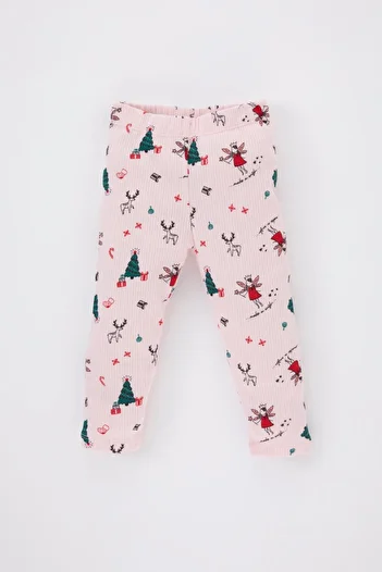 DeFacto Baby Girl Christmas Themed Long Sleeve Ribbed Camisole Pajama Set B2118A523Wn