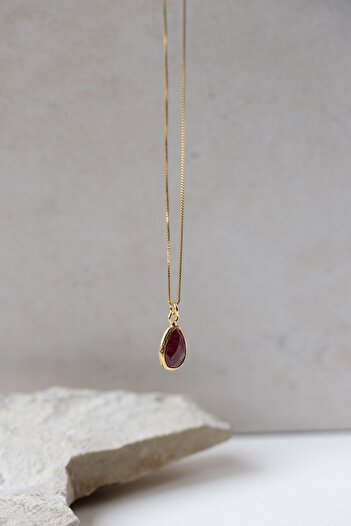 art and crafts jewelry Temmuz Burç Taşı Yakut 925 Gümüş Kolye