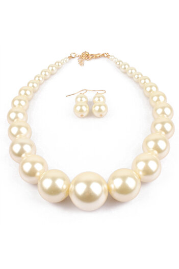 İPAR AKSESUAR PEARL NECKLACE AND EARRINGS SET