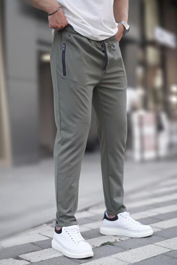 Madmext Khaki Zipper Detailed Men's Trousers 6520