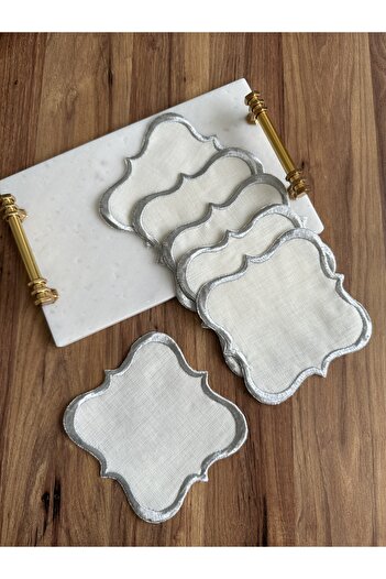 NURHAN HOME COLLECTION 6 Wide Wrapped Embroidered Coffee Cocktail Serving Napkins