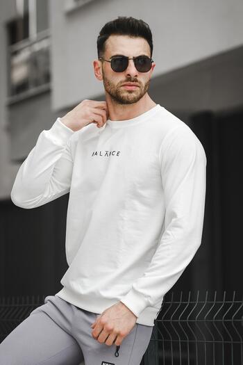 Oksit Ανδρικό φούτερ με στάμπα Balance Slim Fit Lycra Crew Neck