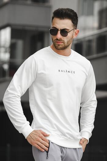Oksit Ανδρικό φούτερ με στάμπα Balance Slim Fit Lycra Crew Neck