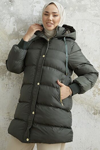 InStyle Παλτό Armes Padding Hooded Puffer - Χακί