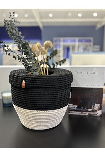 MaVaux Patrick Jute Straw Look Trash Can, Decorative Basket, Paper Waste Basket