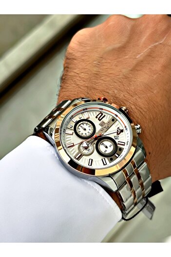 Reward Rose Gold Silver Color Steel Strap Functions Active Original Men's Wristwatch + BRACELET WITH GIFT