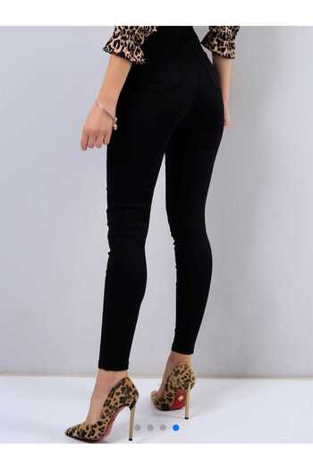 TRENDNATUREL High Waist Lycra Skinny Jeans - Non-fading Gathering Black
