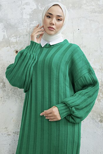 InStyle Lovisa Corded Knitwear Dress - Emerald Green