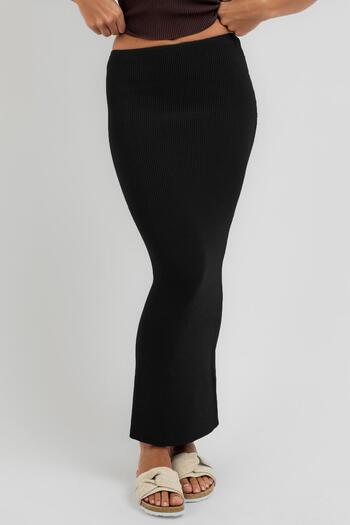 Madmext Black Basic Long Knitwear Skirt Mg1813