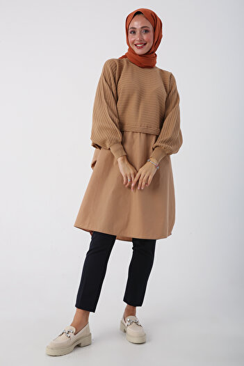 ALLDAY Knitwear Tunic with Soil Woven Garnish