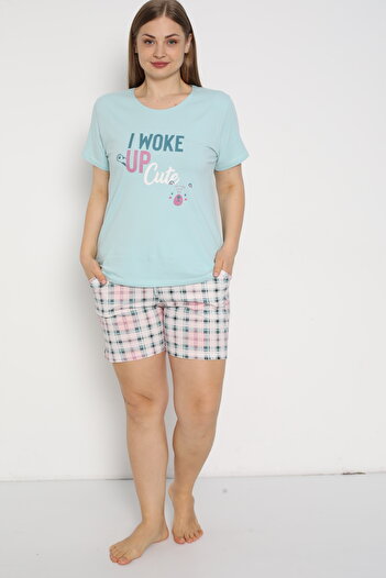Rubina Secret (LARGE SIZE) Women's Pajama Set with Short Sleeve Shorts - cotton| Cotton Homewear Plus Size