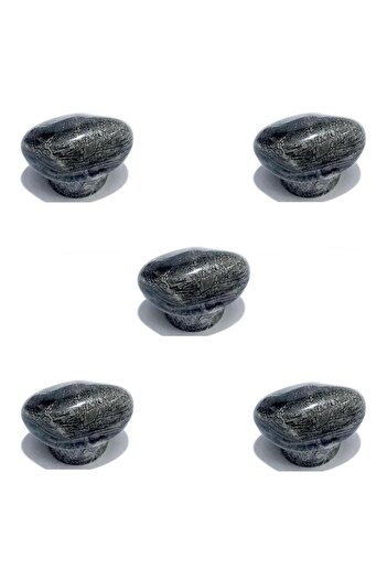 EYM 5 Pieces Porcelain Anthracite Gray Stone Button Single Screw Furniture Cabinet Handle
