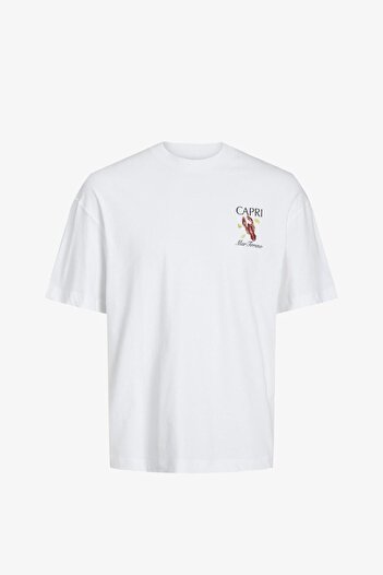 Jack & Jones Ανδρικό μπλουζάκι Jormontecarlo Watercolor Tee Ss Crew Sn Λευκό 12241610 -φωτεινός