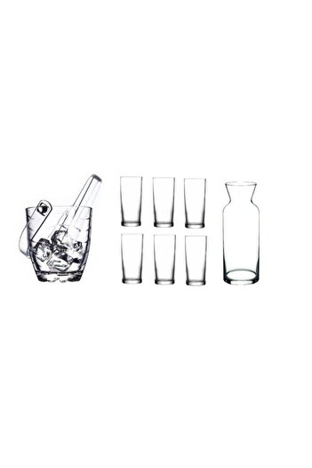 Paşabahçe Raki Glass and Ice Bucket Set 9 Pieces