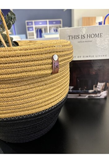MaVaux Patrick Jute Straw Look Trash Can, Decorative Basket, Paper Waste Basket