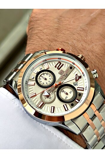 Reward Rose Gold Silver Color Steel Strap Functions Active Original Men's Wristwatch + BRACELET WITH GIFT