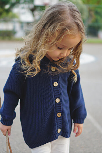Vennusbaby 100% Cotton Hooded Children's Knitwear Cardigan