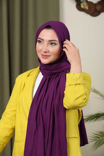 Trablus حجاب نسائي ليكرا شال قطن ممشط فاخر بنفسجي