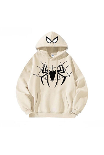 Gofeel Y2k Kapüşonlu Spider Web 3 iplik Kalın Kumaş Oversize Hoodie