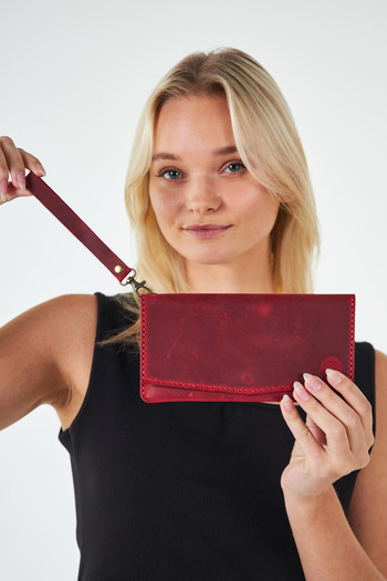 vagave Hand Strap Bag Leather Wallet with Phone, Card, Cash and Coin Compartment