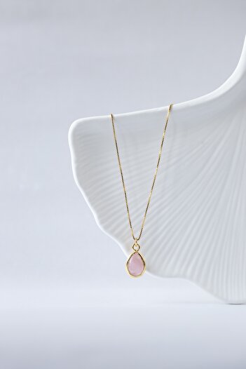 art and crafts jewelry Ekim Burç Taşı Gül Kuvars 925 Gümüş Kolye