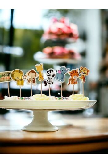 Happyland 10 Pieces Luxury Figured Model Safari Toothpick Birthday Ornament Party Toothpick Ornament