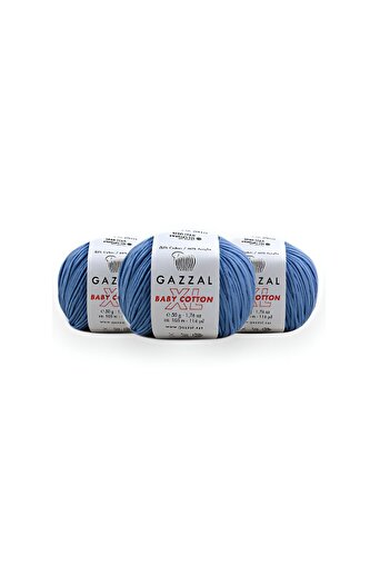 Gazzal Baby Cotton XL 50 gr Pachet de 3 fire de tricotat manual Amigurimi Punch Fire Taka (3423 XL)