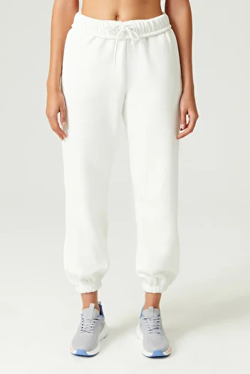 Los Ojos x Melodi Ecru Oversize/Wide Fit Cotton Thick Sweatpants Reversible