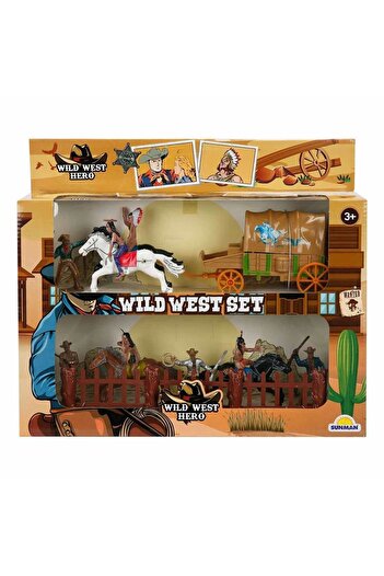 Sunman 2 Tiers Cowboy Game Set with Horse and Carriage - White-Black Horse