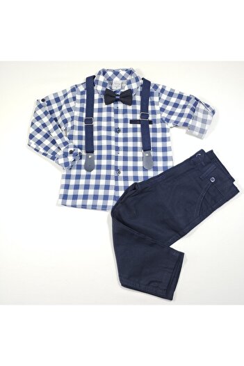 Terry Plaid Shirt Bow Tie Suit