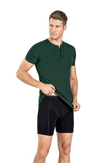 Jiber Men's Dark Green Buttoned T-shirt 128