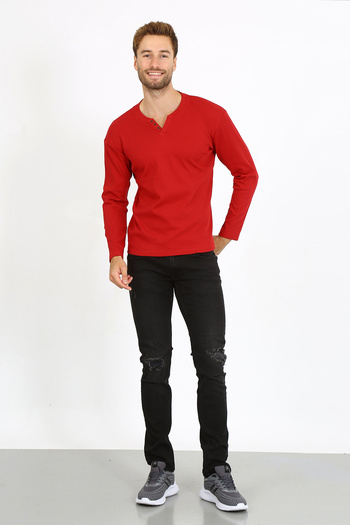 UOMOPARK 5524 NEW SEASON V CUT BUTTONED CASE Pullover