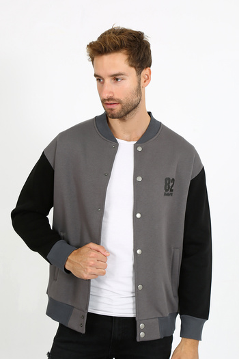UOMOPARK 5325 SPECIAL COLLECTION SOFT TEXTURED, SPORTS COLLEGE CARDIGAN WITH FENCE DETAIL