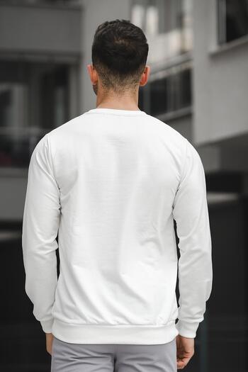 Oksit Ανδρικό φούτερ με στάμπα Balance Slim Fit Lycra Crew Neck