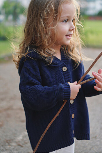 Vennusbaby 100% Cotton Hooded Children's Knitwear Cardigan