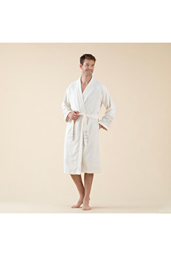 Chakra Derin Unisex Bornoz Ekru/Bej/Kahve