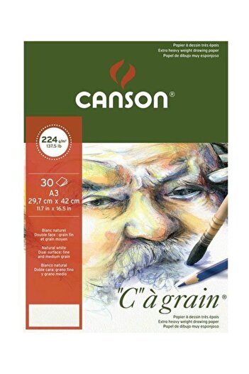 Canson CA Grain Caiet de desen Light Grain 224g 30 coli A3
