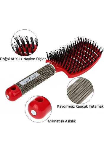 LAND OF MYTH Lom1076 Dolaşık Saç Açma Tarama Fırçası, Antistatik, Iyonik, Yetişkin & Çocuklar Için (kırmızı)