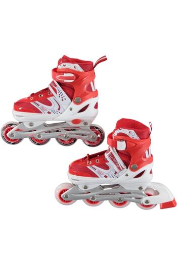 Can Spor Can Beginner Skating Double/Single Row Adjustable L(39-42) Silicone Wheel Red