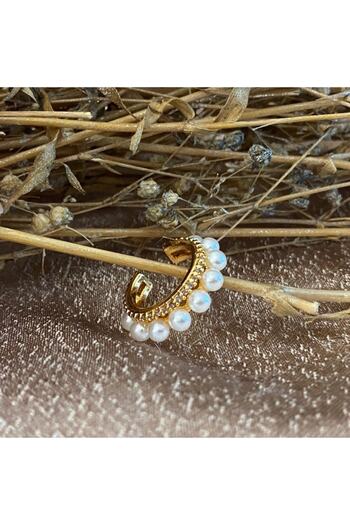 Markiz Takı Single Row Pearl Single Row Stone Row Cartilage Earrings - Must Compress