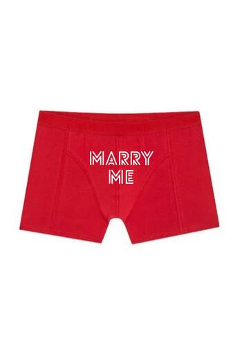 BoxerMasters Men's Red "Marry Me" Printed Boxers