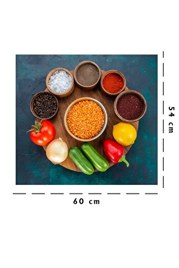 Tilki Dünyası Kitchen Stove Back Sticker Fresh Vegetables And Spices