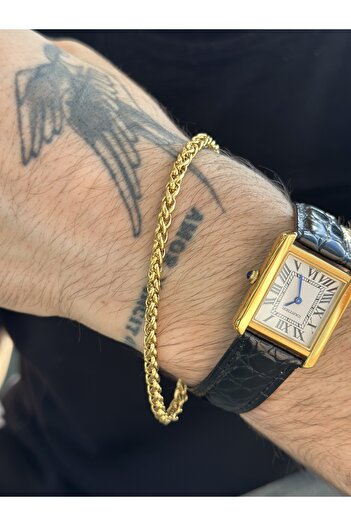 CAPO by Aytaç Yamaç Gold Renk Buğday Örgü Çelik Unisex Bileklik