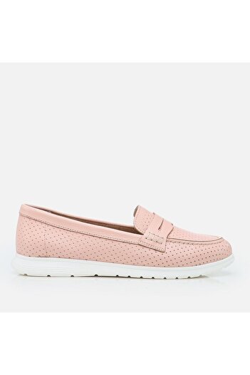 Hotiç Powder Color Genuine Leather Women's Loafer