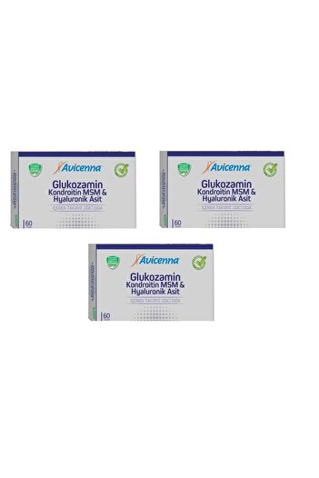 Avicenna Glucosamine Chondroitin MSM and Hyaluronic Acid - 60 Tablets 3 PCS